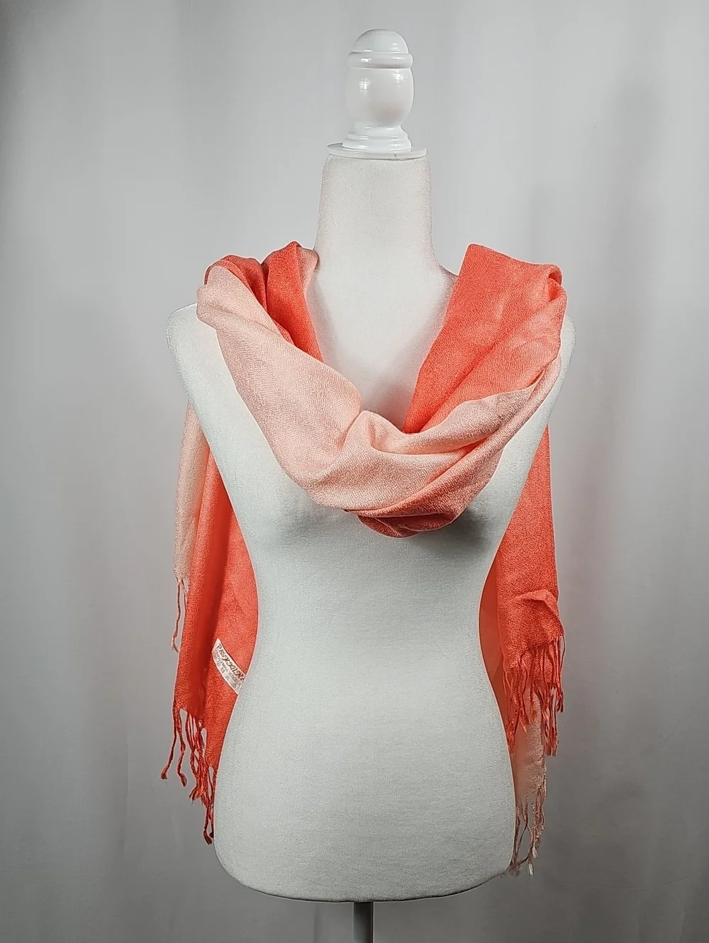 Pashmina Silk Blend Coral Fringe Scarf Wrap Shawl Soft Lightweight Festival Rave